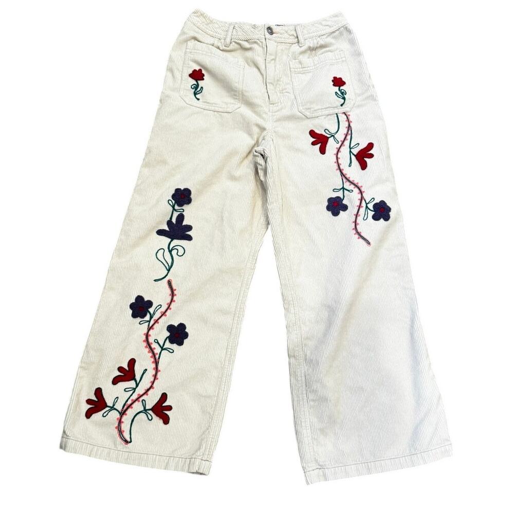 We The Free Winter Bloom Embroidered Wide Leg Jeans Boho Floral Corduroy Sz 28 - Picture 2 of 6